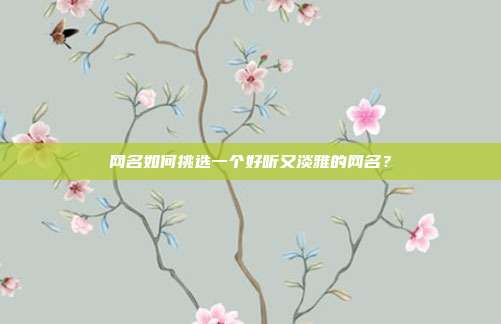 网名如何挑选一个好听又淡雅的网名？