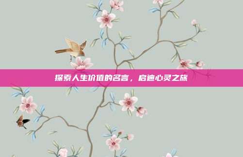 探索人生价值的名言，启迪心灵之旅