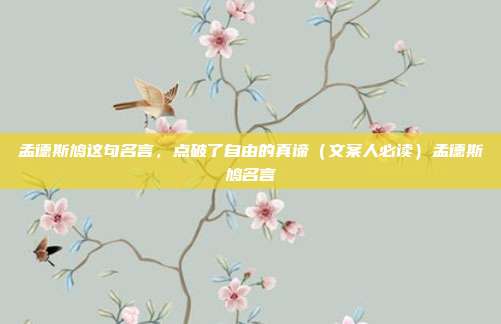 孟德斯鸠这句名言，点破了自由的真谛（文案人必读）孟德斯鸠名言