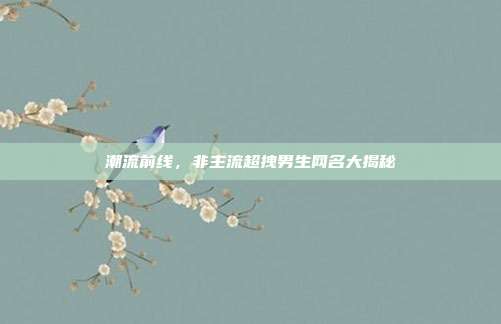 潮流前线，非主流超拽男生网名大揭秘
