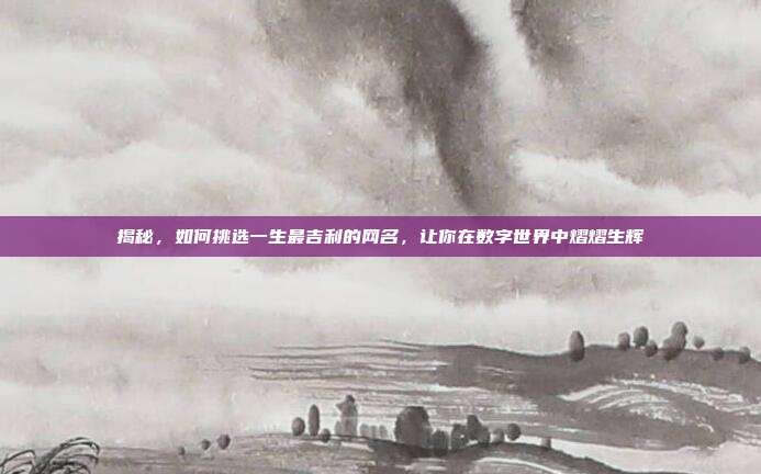 揭秘，如何挑选一生最吉利的网名，让你在数字世界中熠熠生辉