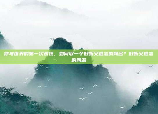 你与世界的第一次对视，如何取一个好听又难忘的网名？好听又难忘的网名