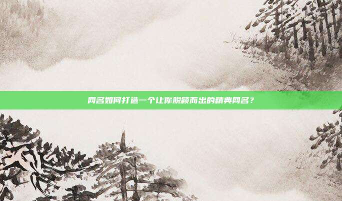 网名如何打造一个让你脱颖而出的精典网名？