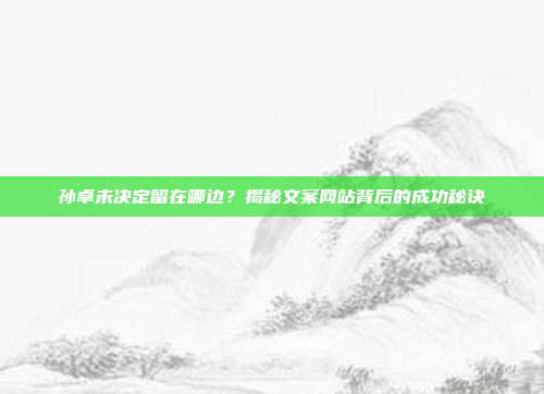 孙卓未决定留在哪边?揭秘文案网站背后的成功秘诀