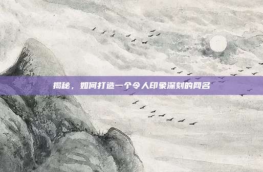 揭秘，如何打造一个令人印象深刻的网名