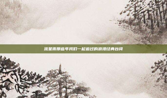流星雨那些年我们一起追过的浪漫经典台词