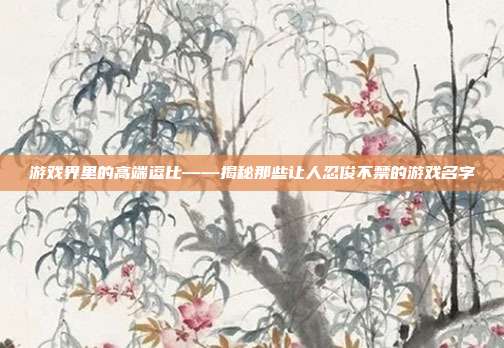 游戏界里的高端逗比——揭秘那些让人忍俊不禁的游戏名字