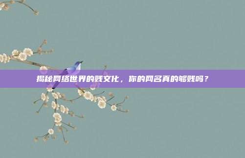 揭秘网络世界的贱文化，你的网名真的够贱吗？