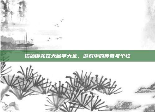 揭秘御龙在天名字大全,游戏中的传奇与个性