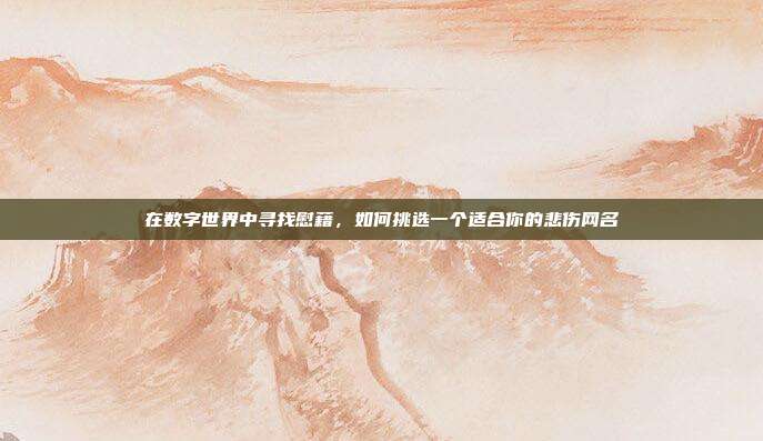 在数字世界中寻找慰藉,如何挑选一个适合你的悲伤网名