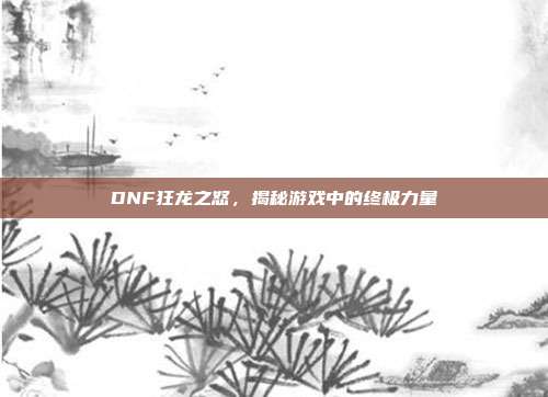 DNF狂龙之怒，揭秘游戏中的终极力量