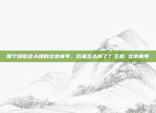 那个辞职去大理的北京青年，后来怎么样了？王越 北京青年
