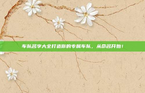 车队名字大全打造你的专属车队,从命名开始!