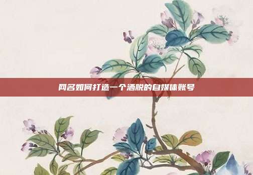 网名如何打造一个洒脱的自媒体账号