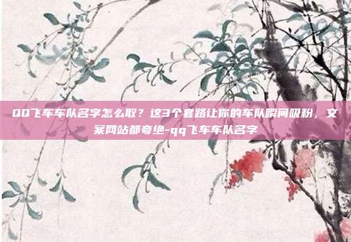 QQ飞车车队名字怎么取？这3个套路让你的车队瞬间吸粉，文案网站都夸绝-qq飞车车队名字