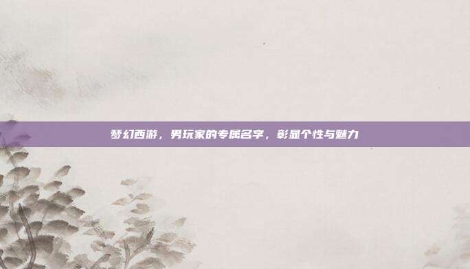 梦幻西游,男玩家的专属名字,彰显个性与魅力