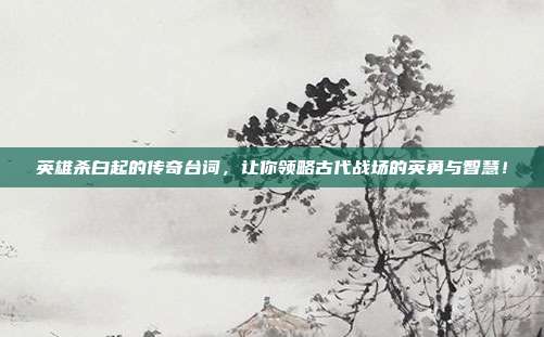 英雄杀白起的传奇台词，让你领略古代战场的英勇与智慧！