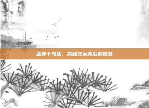 孟非十句话，揭秘文案背后的智慧