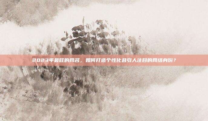 2023年最旺的网名,如何打造个性化且引人注目的网络身份?