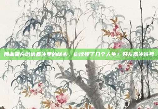 那些藏在微信备注里的秘密，你读懂了几个人生？好友备注符号