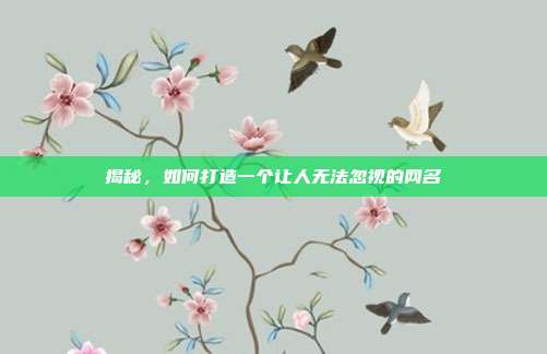 揭秘,如何打造一个让人无法忽视的网名