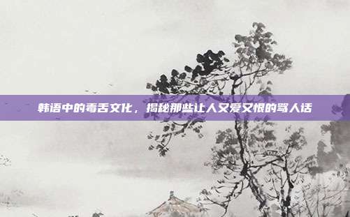 韩语中的毒舌文化,揭秘那些让人又爱又恨的骂人话