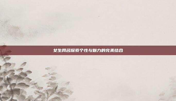 女生网名探索个性与魅力的完美结合