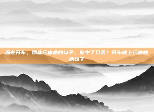 深夜开车，那些污痛痛的句子，你中了几条？开车晚上污痛痛的句子