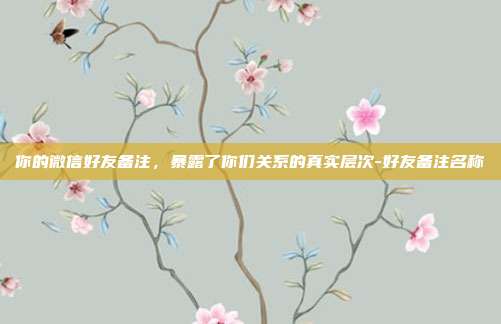 你的微信好友备注，暴露了你们关系的真实层次-好友备注名称