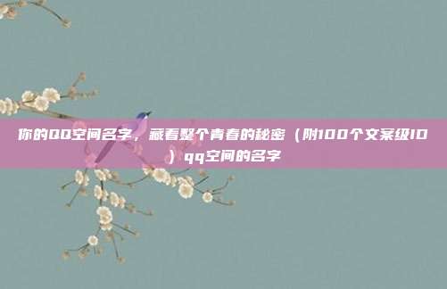 你的QQ空间名字，藏着整个青春的秘密（附100个文案级ID）qq空间的名字